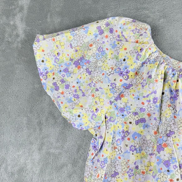 Levis Akiko Blouse Womens Medium Pastel Floral Puff‎ Sleeve Relaxed Fit Coquette - Picture 5 of 11